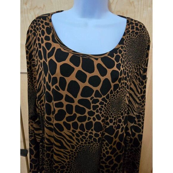 Michael Kors Womens Animal Print Dress 3X Long Sleeve Brown & Black - Picture 1 of 5